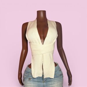 Elegant Cream Wrap Top